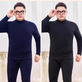 2pcs Winter Men Thickening Velvet Thermal Underwear Plus Size Tops Pants Half-high Collar Long-sleeved T-shirt Warm Pullovers