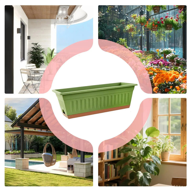 Plant Planter 4 Pieces Rectangle Decorative Flowerpot Large Flower Planter for Lettuce Potatoes Strawberries Cherry Tomatoes