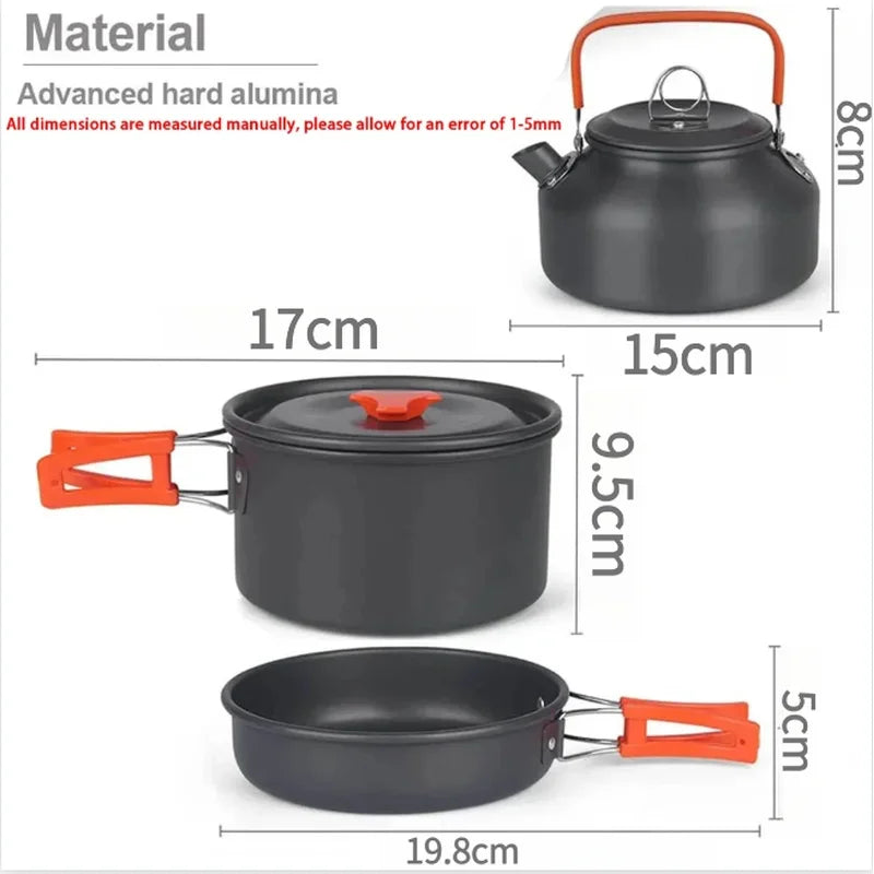 Camping Cooking set Camping Cookware Travel Tableware Outdoor Picnic Set Teapot For 2-3 Peaple Non-stick pots assorted sets
