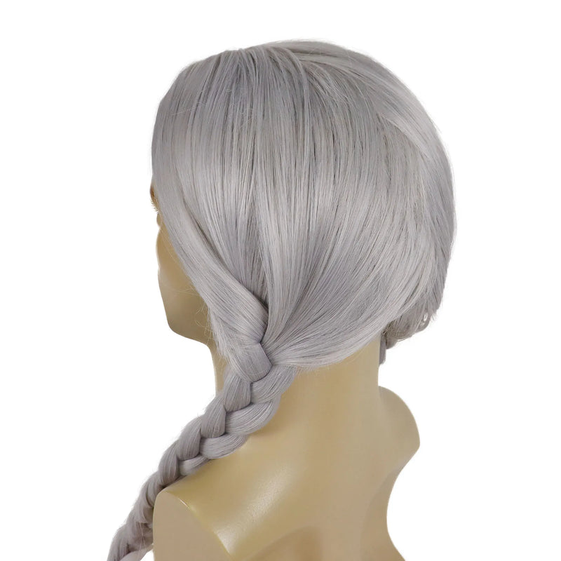 Silvery Grey Braided Wigs for Men Synthetic Hair Long Gray Wig Dreads Halloween Costume for Man Willie Nelson Wig Braid 32 inch