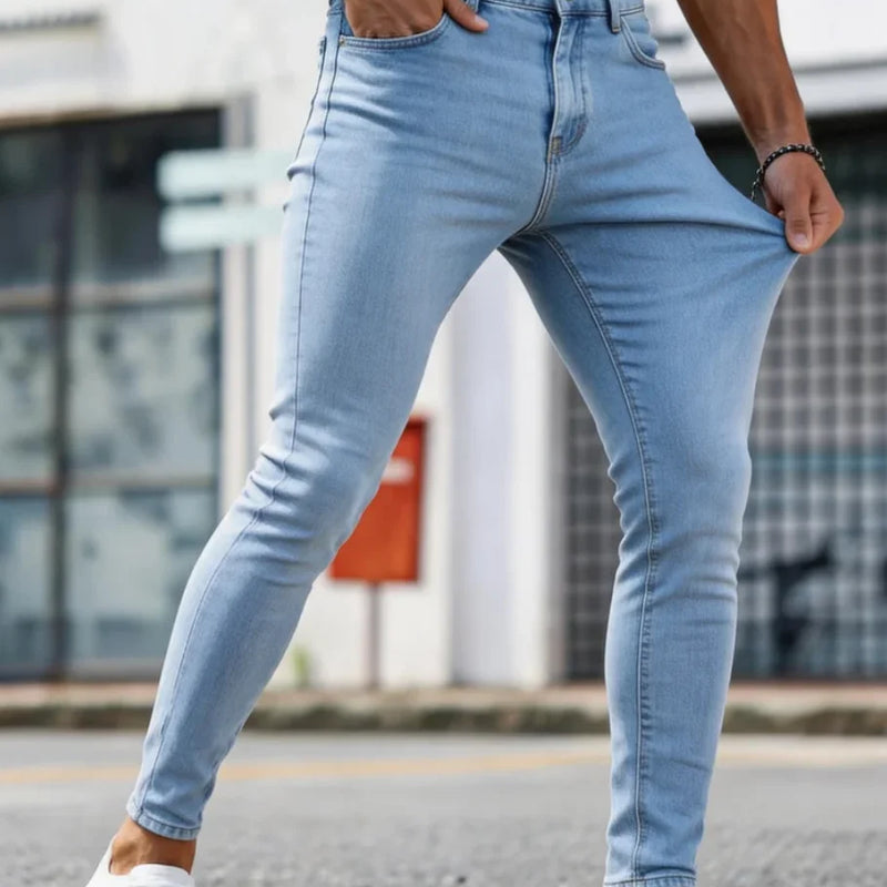 Men'S Slim-Fit Denim Long Pants - Basic Stretch Style | SAMAG