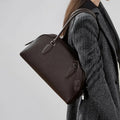 2026 New Casual Women’s High Quality Genuine Leather Top Handle Boston Bags Solid Color Minimalist Design Lady Shoulder Bag