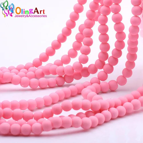 OlingArt Rubber Glass Beads High 6MM Quality 100PCS/Lot Candy Color Neon Matte Loose Handmade DIY Jewelry Making Bracelet