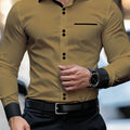 Men's Business Color Block Collar Long Sleeve Shirt, Slim | SAMAG