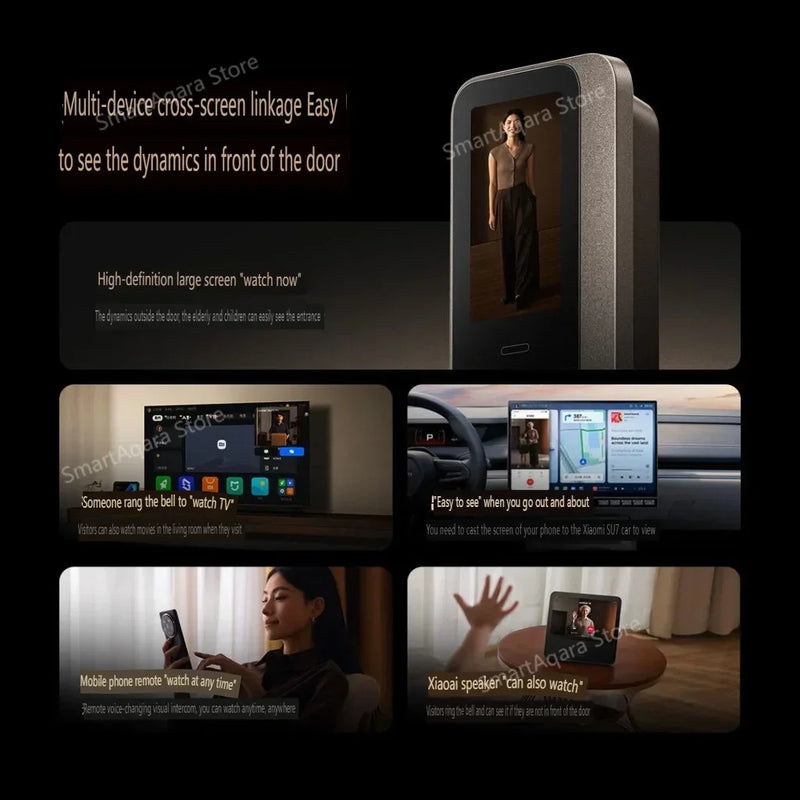 Xiaomi Smart Door Lock M30 PRO Face Recognition Palmar Vein Unlock AI Dual Lens Cat Eye Visual Screen For Elderly&Children