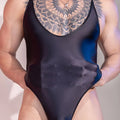 Sexy Satin Shiny Thong Cut Bodysuit Tops Fashion Traceless Tights Man Shaping Onesies High Elastic Shaping Wear Breathable
