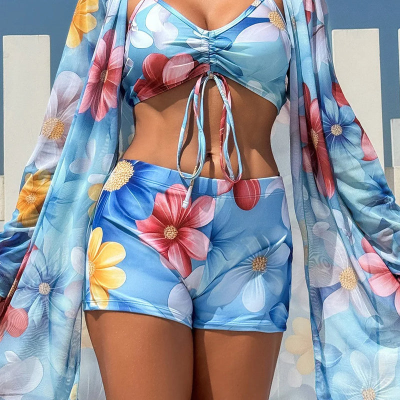 Tie Dye Bikinis Swimsuit Women Drawstring Front Swimwear | SAMAG