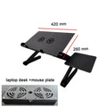 Adjustable Laptop Desk Stand Cooler Fan Portable Ergonomic Lapdesk for Bed Sofa PC Notebook Table Desk with Mouse Pad Aluminum