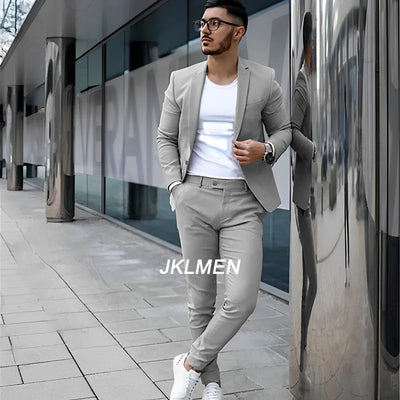 Gray Men's Suit Summer Casual Jacket Pants Formal Wedding | SAMAG