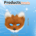 Faux Fur Fox Mask Furry Half Face Animal Cat Mask Halloween Cosplay Party Costume