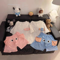 New Summer Couple Outfits Pajama Homewear Suit Men Wowen Squeaky Elephant Shorts Pant Boy Grils Loose Suit Leisure Pajamas Pants