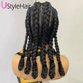 Synthetic Full Lace Braids Wig for Black Women Shoulder Length Braided Lace Front Wigs Black Daily Used Wig Heat Resistant Hair