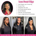 40 Inch Straight Lace Front Wig Human Hair 250% Density 13x6 Transparent HD Lace Full Frontal Glueless Wig Wear And Go Glueless Wigs Human Hair Pre Plucked