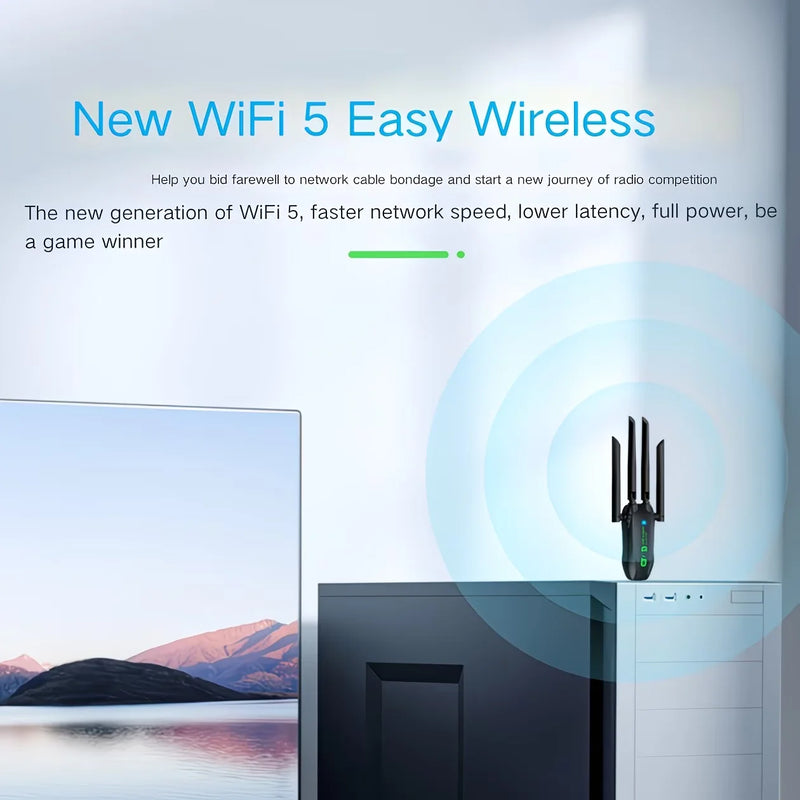 WiFi 5 Wireless Network Card 1300M Dual Band 2.4G&5GHz USB 3.0 High - Speed Adapter Driver Free For - Visuel 5 | SAMAG