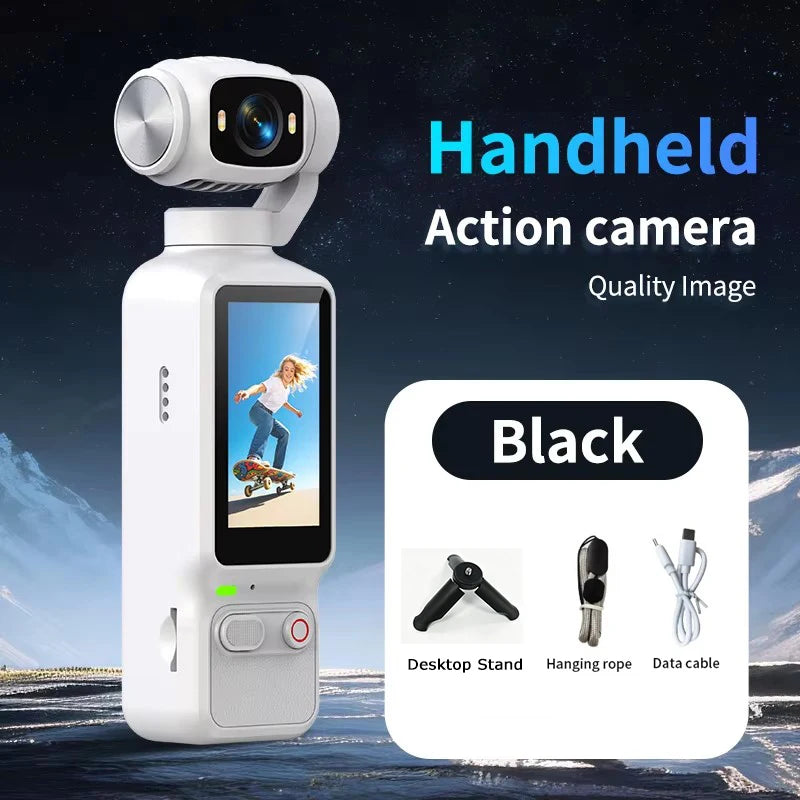 HD 4K Action Camera 180 Degree Rotatable For Vlog YouTube Tiktok Girls Record Life Video Recording Entry Portable Action Camera