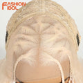 FASHION IDOL 13x4 Twist Box Braided Lace Frontal Wigs For Women Synthetic Braids Wigs Ivory White Faux Locs Goddess Lace Wigs