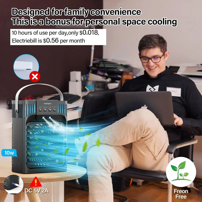 Desktop Water Cooled Air Conditioner Cooling Fan USB Powered Silent Mist Fan With Strong Wind Output Mini Desktop Cooler For