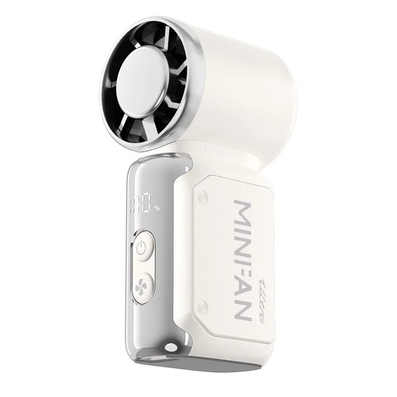 Portable Mini Handheld Cold Compress Fan 199 Speed Adjustable Digital Display Turbo Bladeless Fan USB Rechargeable Cooling Fan