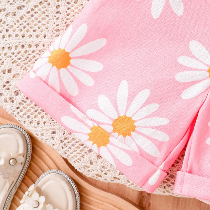 Summer Casual White T-Shirt for Girls with Daisy Print | SAMAG