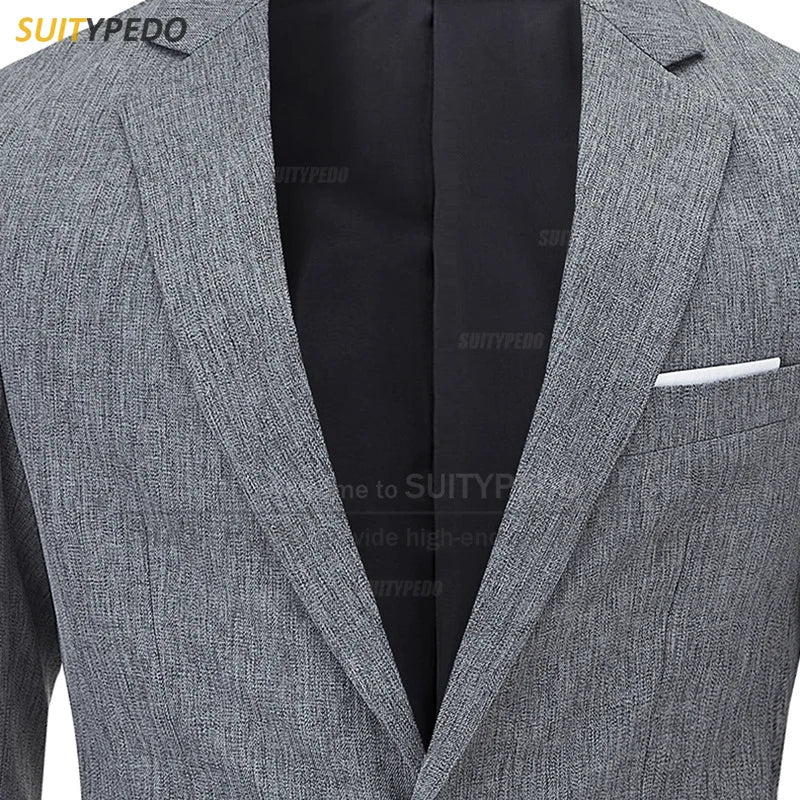 Fashion Navy Blue Jacket For Men Evening Dinner Formal Costumes Wedding Banquet Groomsman High Quality Slim Fit Blazer 1 Piece