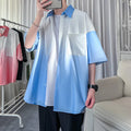 Told Tale Summer New Lapel Gradient Loose Men Shirt Short | SAMAG