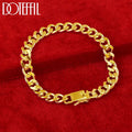 DOTEFFIL 18K Gold 8mm Sideways Bracelet Chain Men Women Wedding Engagement Party Jewelry