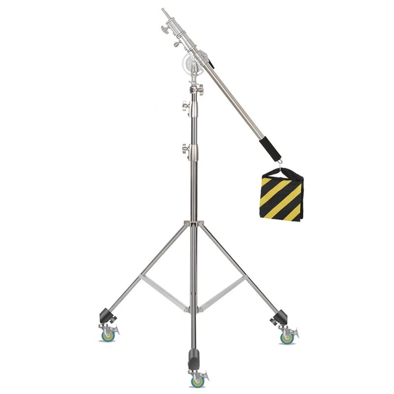 C Stand Stainless Steel Kit Light Stand With Weight Bag Photo Studio Accessories Extension Rod 2.49M Length Arm Cross Boom