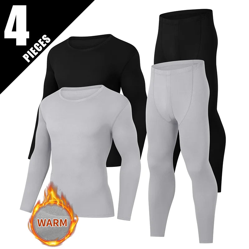 2/4-piece Set Of Autumn And Winter Men's Solid Color Classic Round Neck Warm Underwear Set Casual Mid Neck Bottom Top Warm Pants