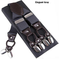 Men's Casual Fashion Leather Suspenders Adjustable High Quality Belt Strap Braces with 6 Clips