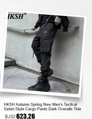 HKSH Spring Summer New Men's RO Style Round Collar Printed T-shirt Oversized Chic Cotton Chic Top American Loose Y2K Tees HK4638