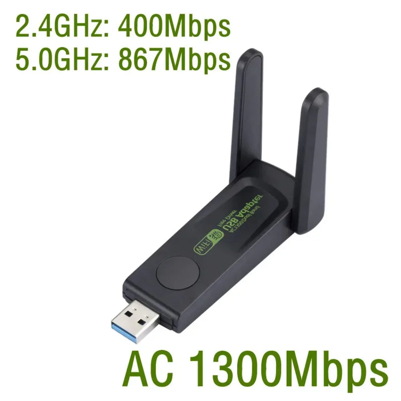 1300Mbps WiFi USB Adapter Dual Band 2.4G/5Ghz Wi - Fi Dongle 802.11AC Powerful Antenna Wireless Receiver - Visuel 8 | SAMAG