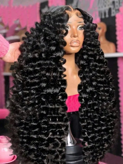 13x4 HD Lace Loose Deep Wave Frontal Wigs 250% Transparent 30 40 Inch 13x4 Deep Water Wave Curly Lace Front Human Hair Wigs
