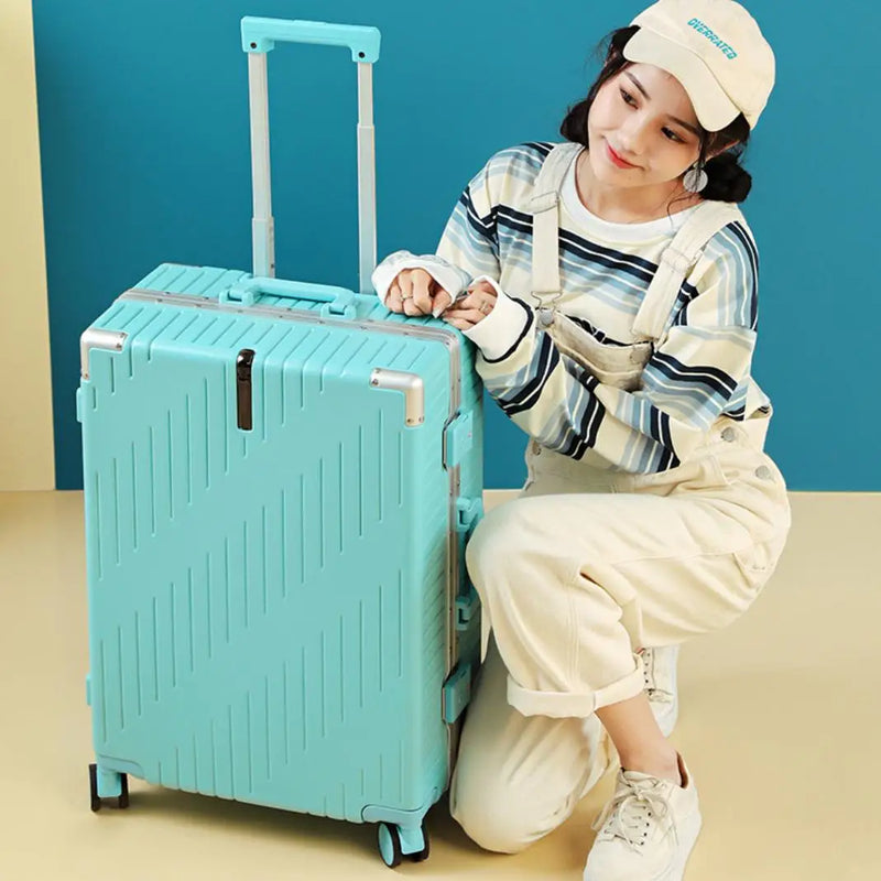 Large Capacity Aluminum Frame Luggage, 20/24 Inch Spinner Wheels Travel Suitcase, Sturdy & Durable for Men & Women