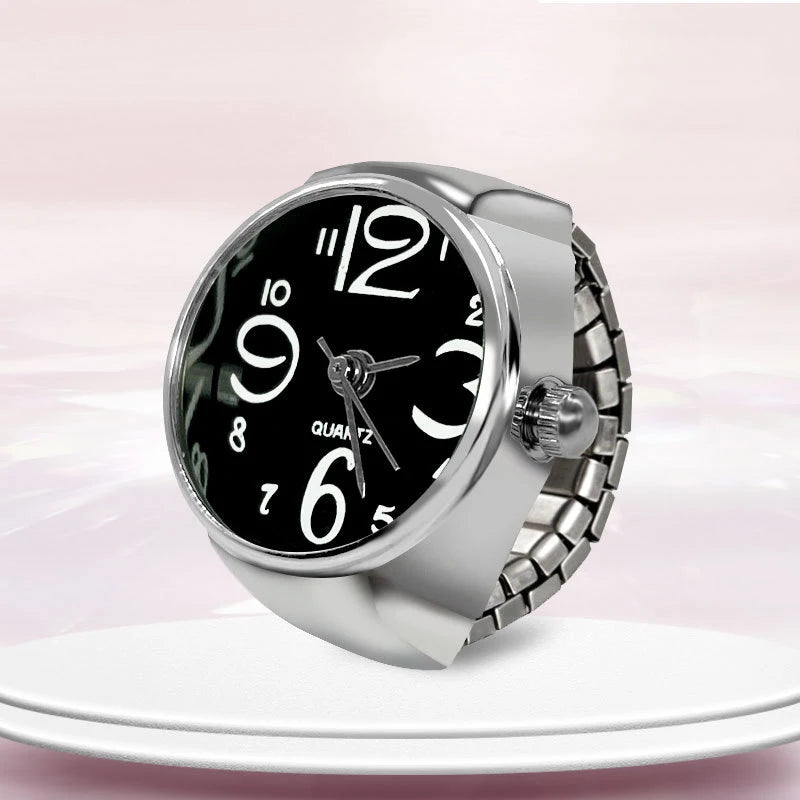 Kiss Jewelry Women Men Vintage Classic Finger Watch Rings Punk Stretchy Strap Quartz Watches Clock Ring Hip-hop anillos 2023