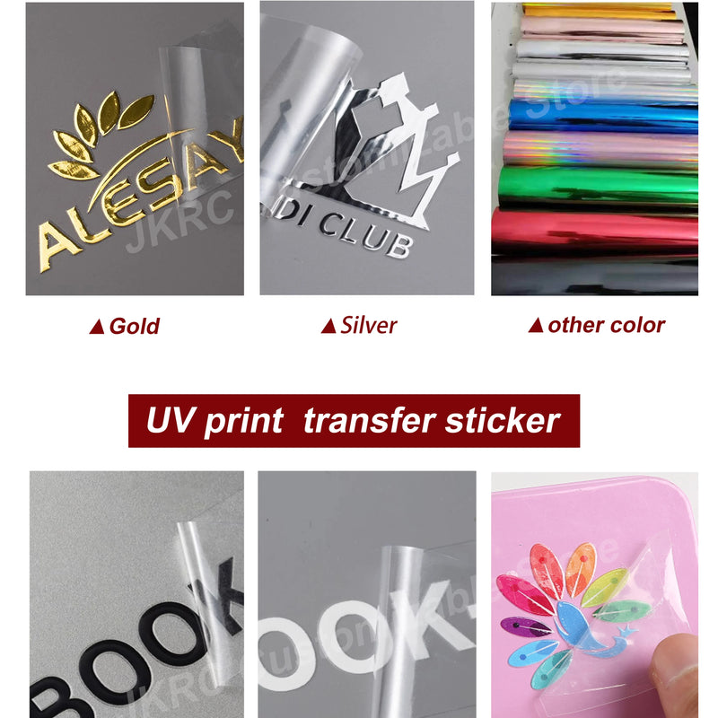 Custom Color Transfer 3D Sticker DTF UV Gold Decal Brand Company Logo Vinyl Crystal Label Raised Self-Adhesive Waterproof Hollow