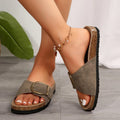 Summer Collection Of Breathable Couple Slippers, Unisex Round Toe Single Strap Sandals Casual Slip-Ons Springfresh Grey Summer Vibes.Dear, you can adjust the buttons on the shoe upper according to your foot width