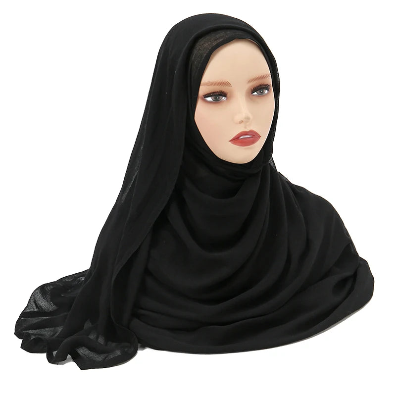 2024 Muslim Modal Rayon Cotton Hijab Shawls For Women Plain Scarf Big Size Headscarf Islamic Turban Headband 190*85cm