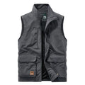 FGKKS Men's Leisure Vest Solid Color Tooling Style Waistcoat Thin Fishing Hiking Multi-Pocket Casual Loose Vest for Men