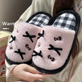 Bow Fluffy Women's Home Slippers Winter Luxury Designer Woman Shoes Fashion Plush Indoor Flats Cartoon Casual Fuzzy Fur Slides