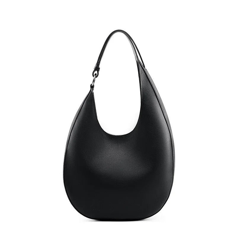 BURMINSA Genuine Leather Hobo Bag For Women Vintage Soft Cowhide Half Moon Underarm Shoulder Purses Commuter Office Handbags