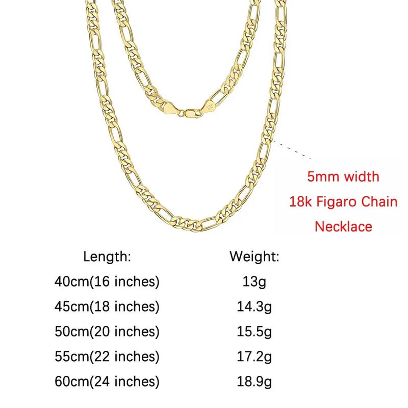 ORSA JEWELS Trendy Men Woman Figaro Chain Necklace 3.3/5/7mm Diamond-Cut Figaro Chain 925 Silver Jewelry Party Gift OSC34