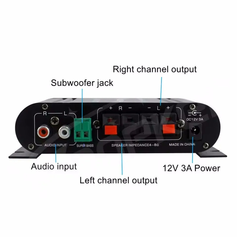 Woopker Audio Amplifier ST-839 25W*2 + 40W 2.1 Channel BT 5.0 Stereo Power Amplifier Portable Sound Amplifier Car Home Theater