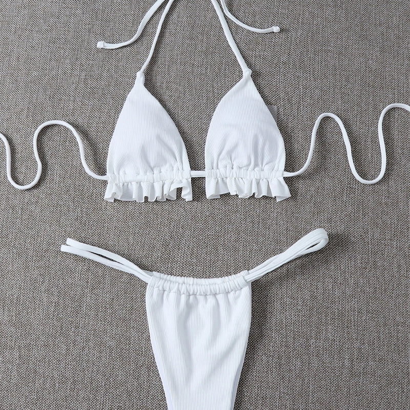 Sexy Ruffle Bikini Woman Swimsuit Thong Feminine Set | SAMAG