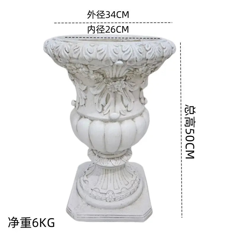 European Style Relief Flower Pot High-end Balcony Garden Courtyard Home Decoration Villa Retro Wedding Road Decoration