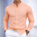 Men's stand-up collar white or black long-sleeved shirt | SAMAG