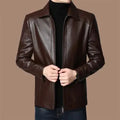 Faux Leather Men Jackets Coats Stand Collar Zipper Coat Solid Casual Regular Splice Simple Jacket Outerwear Autumn Winter