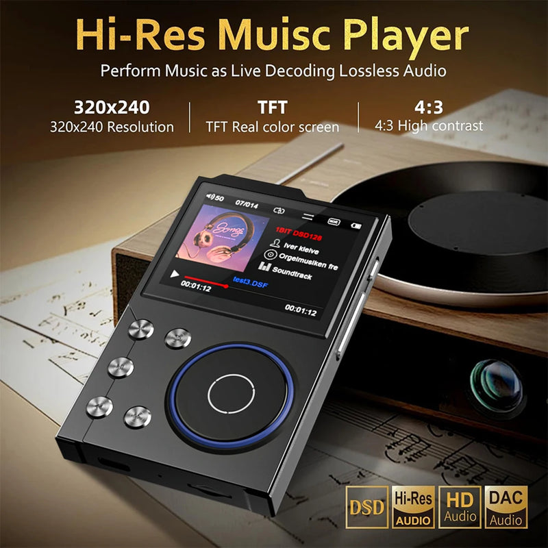 HiFi MP3 Player Lossless DSD Digital Audio Music Player Bluetooth-Compatible 5.3 Digital Music Player HiFi Lossless Audio Player
