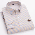 S~6XL Cotton Oxford Shirt For Men's Long Sleeve Plaid | SAMAG