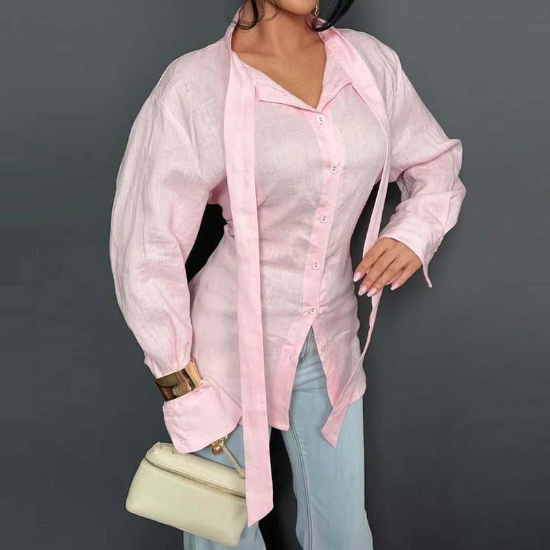 Women's 100% Cotton Floating Ribbon Back Lace Up Cardigan - View 8 | SAMAG