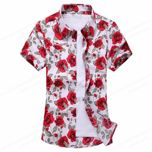 Summer Floral Hawaiian Shirts Men Fashion Short Sleeve | SAMAG
